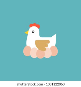 hen hatching egg, farm and agriculture concept flat icon