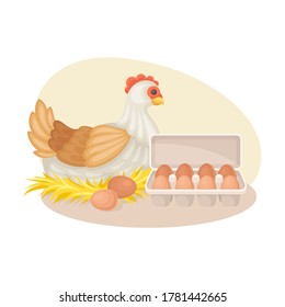 Hen Hatching Eggs as Poultry Breeding Vector Composition
