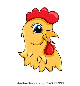 hen head cartoon character vector design isolated on white background