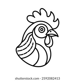 hen head formed with spiral patterns line art
