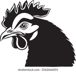 Hen Head silhouette vector style with white background. 