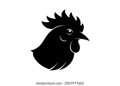 Vector de silueta de cabeza de gallina con fondo blanco