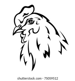 hen head vector black and white illustration