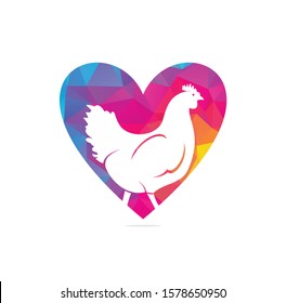 Hen heart Logo Vector Illustration. Icon logo chicken bird vector. Icon Symbol. 