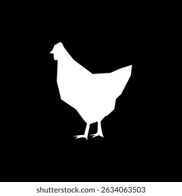 Hen icon. Chicken icon isolated on black background