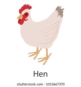Hen icon. Isometric illustration of hen vector icon for web