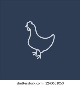 Hen icon. Hen linear design concept from Agriculture, Farming and Gardening collection. Simple element vector illustration on dark blue background.