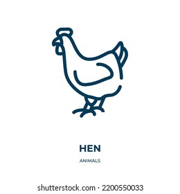 Hen icon. Linear vector illustration from animals collection. Outline hen icon vector. Thin line symbol for use on web and mobile apps, logo, print media.