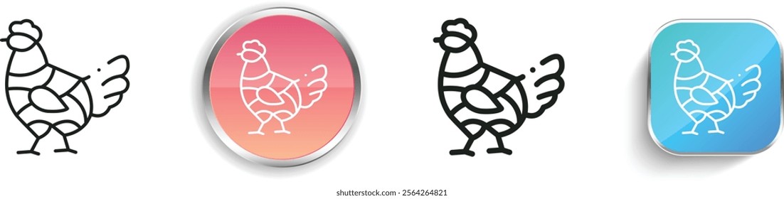 hen icon. Thin Linear, Regular and Button Style Design Isolated On White Background