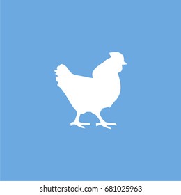 hen icon. vector sign symbol on blue background