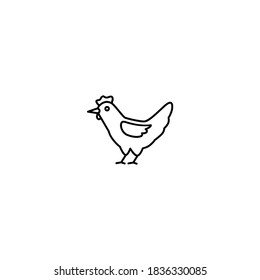 Hen icon.Thanksgiving icon. Simple, flat, outline, black.