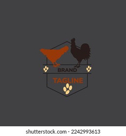 Hen incubates eggs symbol. Chicken logo vector.Logo of hen and rooster laying eggs.For logo farm chicken logo.