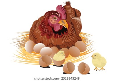 A galinha está incubando o design egg.vetor