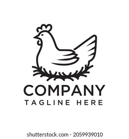 Hen Incubating.farmer logo design.hen vector logo design.