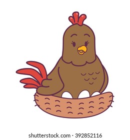 Hen Laying Eggs