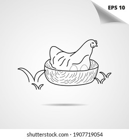 Hen laying eggs icon isolated on white background. EPS10