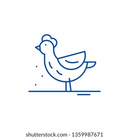 Hen line icon concept. Hen flat  vector symbol, sign, outline illustration.