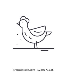 Hen line icon concept. Hen vector linear illustration, symbol, sign