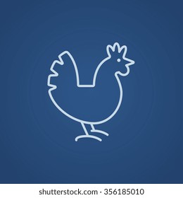 Hen line icon for web, mobile and infographics. Vector light blue icon isolated on blue background.