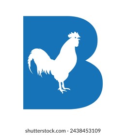 Hen logo combine with letter B vector template