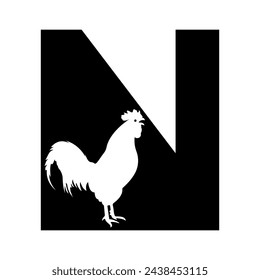 Hen logo combine with letter N vector template