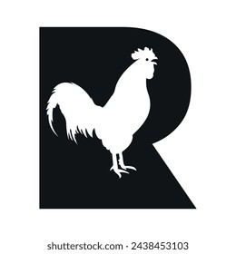 Hen logo combine with letter R vector template