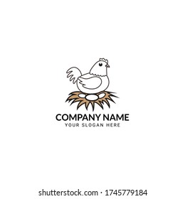 Hen Logo Design-Chicken & Egg Logo Design-Hen Logo Template
