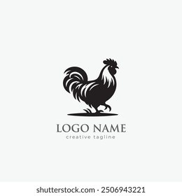 Logotipo de gallina, ganado, granja, ala, carne, aves de corral, pollo, silueta, logotipo de pájaro Plantilla de Vector totalmente editable