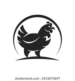 Plantilla de logotipo Hen Aislada. Identidad de marca. Gráfico de vectores de resumen de iconos