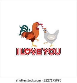 Hen Love logo design. Creative lovely Hen logo design.