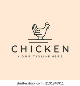 hen minimalist line art logo vector symbol illustration design