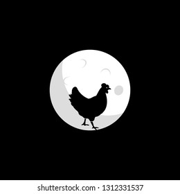 Hen and moon vector design. Idea for company style and logo.