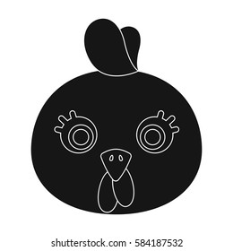 Hen muzzle icon in black style isolated on white background. Animal muzzle symbol stock vector illustration.
