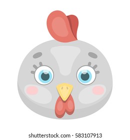 Hen muzzle icon in cartoon style isolated on white background. Animal muzzle symbol stock vector illustration.