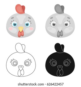 Hen muzzle icon in cartoon style isolated on white background. Animal muzzle symbol stock vector illustration.