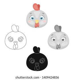 Hen muzzle icon in cartoon,black style isolated on white background. Animal muzzle symbol stock vector illustration.