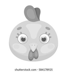 Hen muzzle icon in monochrome style isolated on white background. Animal muzzle symbol stock vector illustration.
