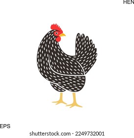 Hen. Nido. Gallina aislada con fondo blanco
