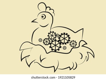 the hen in the nest produces eggs