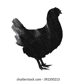 Hen on white background, vector illustrarion