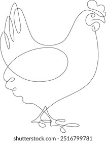 Hen One Line Art Illustration 