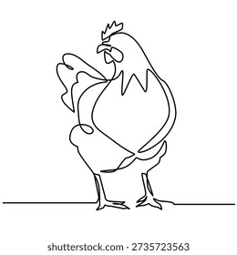 Hen one line drawing. Hen single line illustration. Hen minimalist line art. Hen vector art