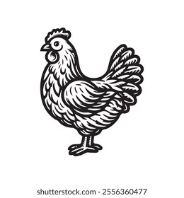hen outline vector art black color.