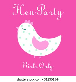 Hen party concept with chicken silhouette and text. Vector illustration