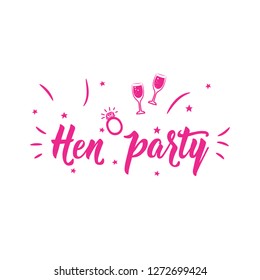 Hen party. Lettering. Hand drawn vector illustration. element for flyers, banner and posters. Modern calligraphy.