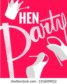 Hen party poster with girls paoer objects. Vector illustration