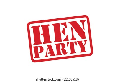 HEN PARTY red Rubber Stamp Vector over a white background.