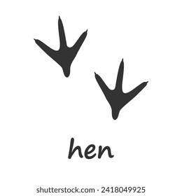 Hen paws. Hen paw print. Vector illustration.