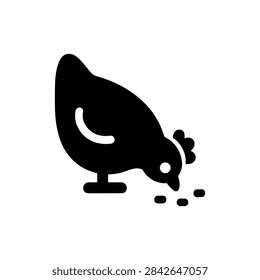 Hen Pecking Food from Ground Solid Icon