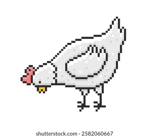 Hen pixel art vector illustration